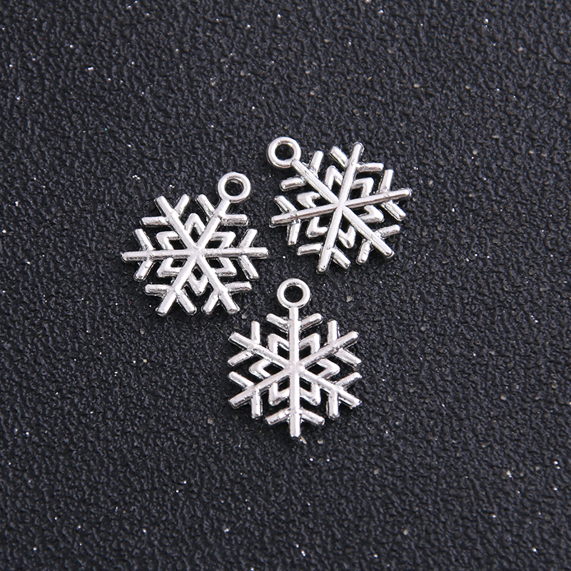 20 unids/lote 15*20mm dijes de copo de nieve de Color antiguo para la fabricación de joyas y suministros de Navidad