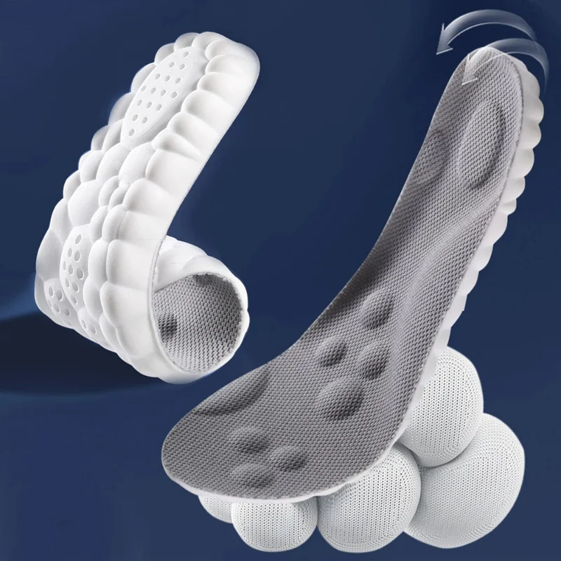 4D-Latex-Sport-Einlegesohlen für Männer und Frauen, weiche, hochelastische Schuhpolster, atmungsaktiv, Deodorant, stoßfest, gepolsterte Einlegesohlen zur Unterstützung des Fußgewölbes