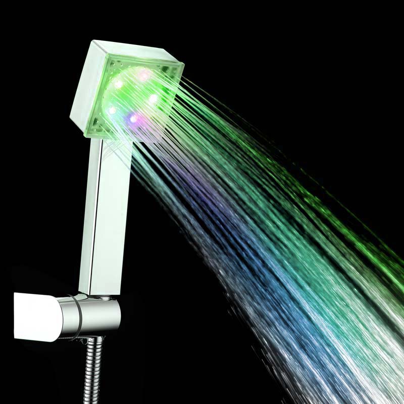 Brusehoved hjem badeværelse automatisk farver skiftende ledet brusebad vand glød lys selvfarve skiftende lysende skiftende show