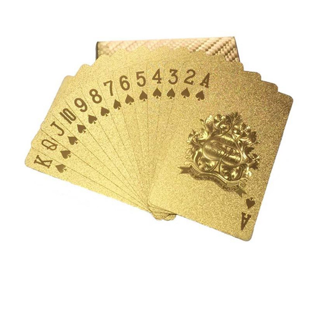 Ét dæk guldfolie poker euro stil plast poker spillekort vandtætte kort gambling brætspil sort guld: Guld