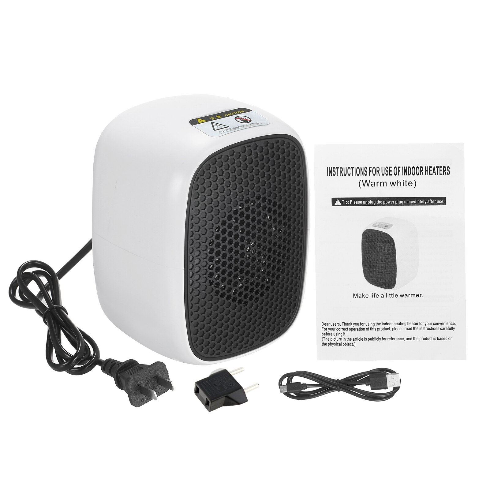 Portable Space Heater 500W PTC Ceramic Heater Mini Low Noise Stove Radiator Electric Heater Fan heater: Default Title