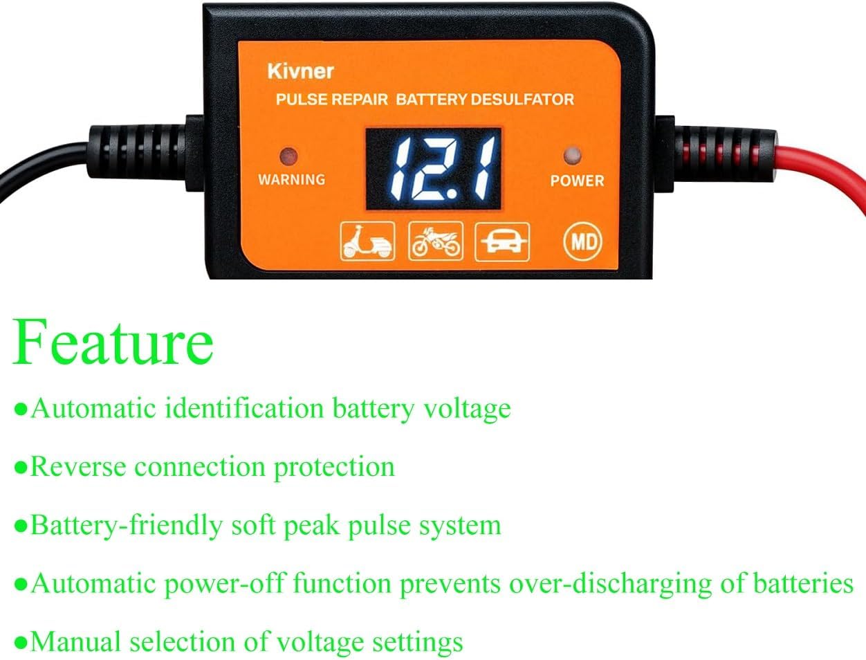400AH Lead-Acid Battery Desulfator Battery Maintainer Auto-Setting for 12V-48V Auto Pulse Battery Revive Battery Regenerator