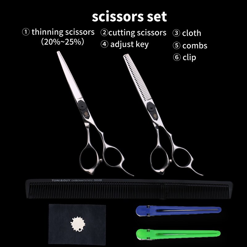 3 Kleuren Japan 440C 6 Inch Snijden Dunner Styling Tools Set Haar Schaar Professionele Kapper Schaar: SLIVER SET