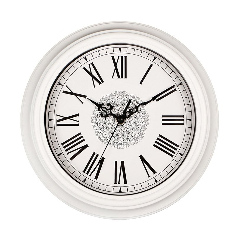 12 Inch Simple Roman Digital Quartz Clock Art Deco European and American Style Silent Wall Clock: white