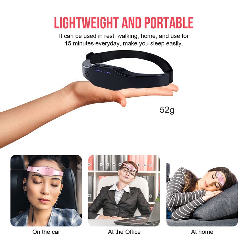 Electric Head Massager Relax Headache Eliminator Aid Therapy Sleeping Device Sleep Monitor Migraine Relief Hypnotic Apparatus