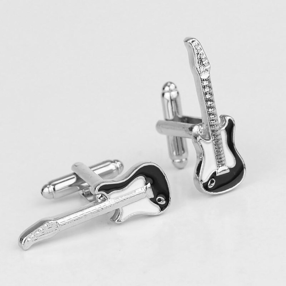 1 Pair Sleeve Cufflinks Musical Instruments Guitar-shaped Cufflinks Jewelry Shirt Accessory for Boys Business Suit