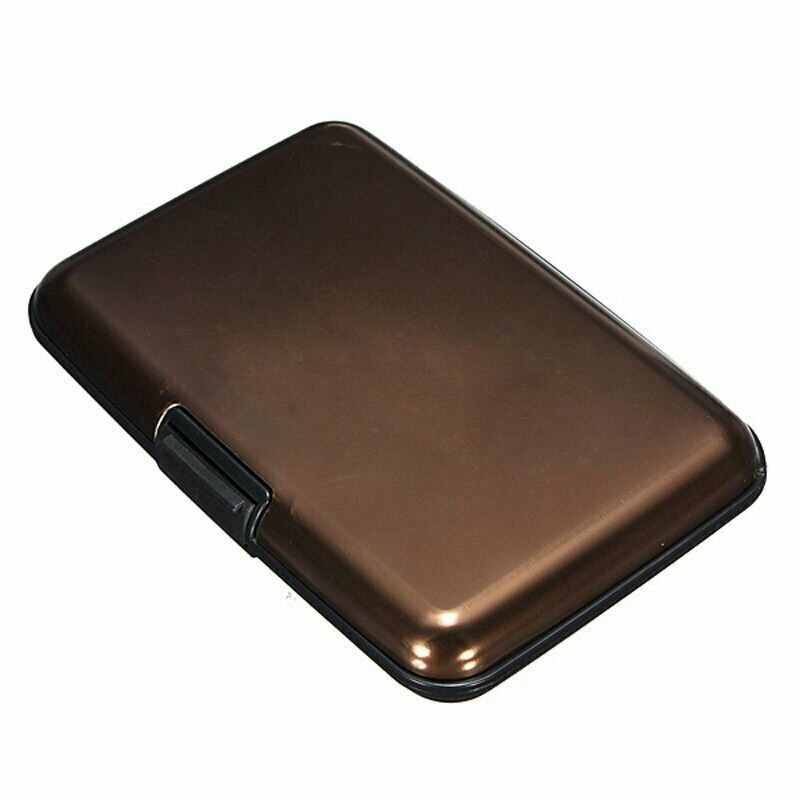 Waterdichte Zaken Id Credit Card Wallet Holder Metal Pocket Case Box: Brown-Glossy