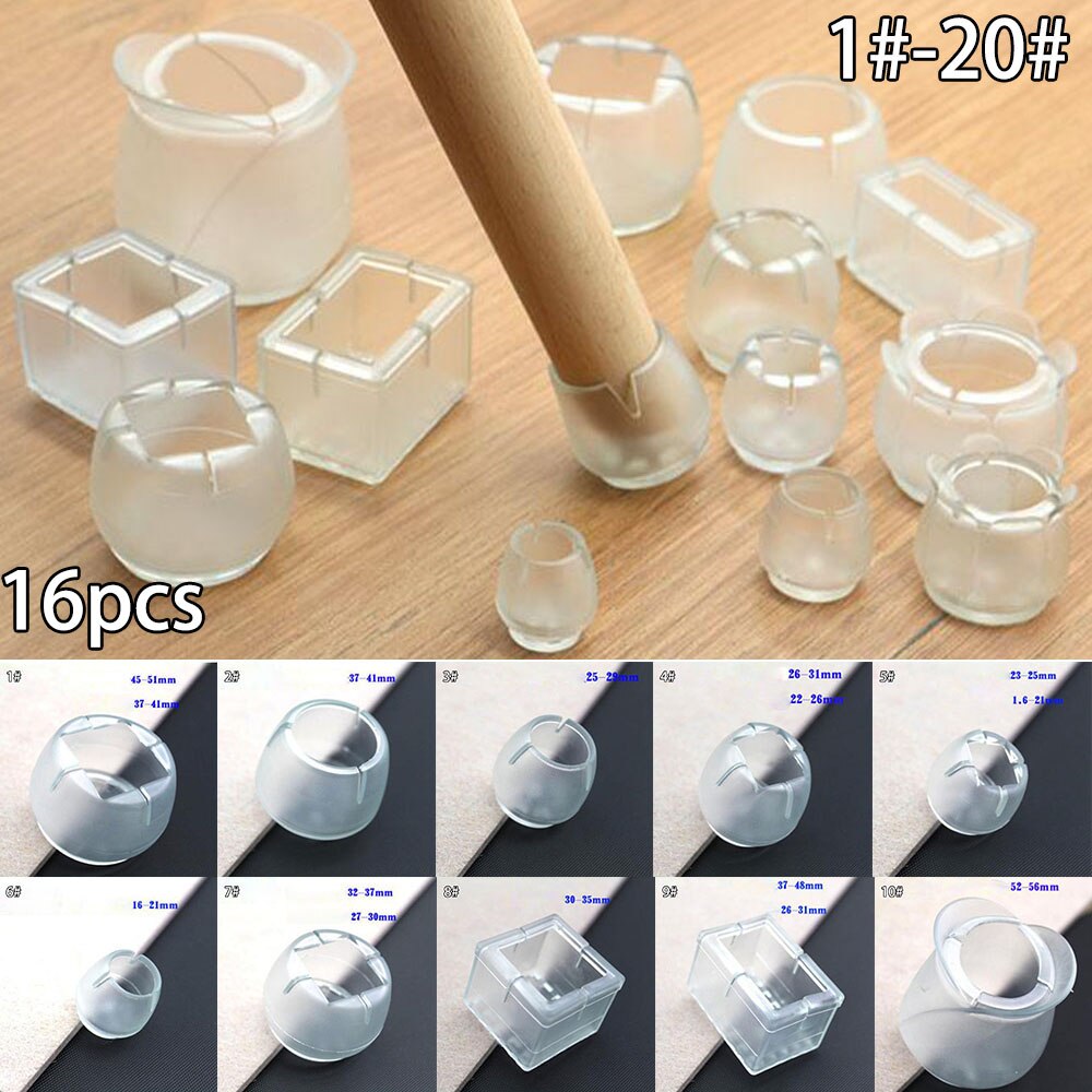 16x Silikon Gummi Stuhl Bein Füße Pads Möbel Umfasst Schutz Für Quadratische bilden Tisch Bein Abdeckung