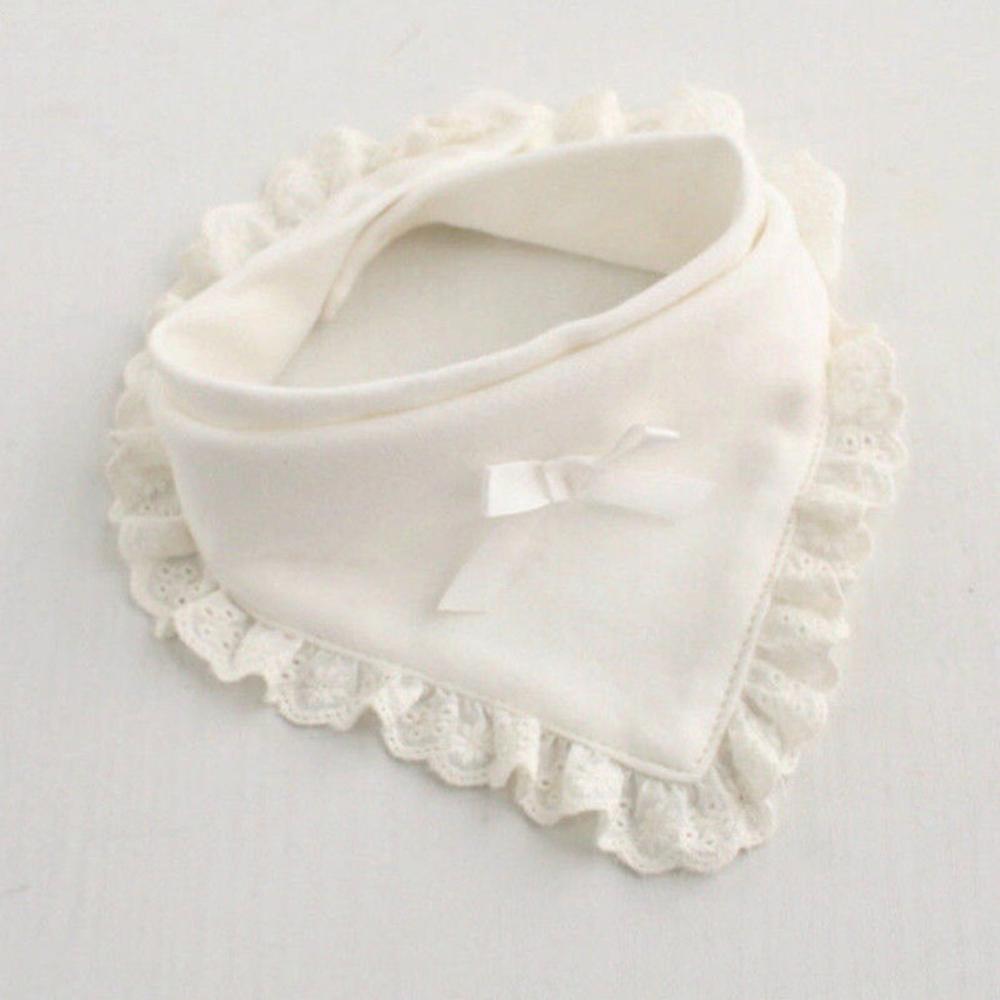 Baby Bib Meisje 100% Katoen Speeksel Handdoek Kant Boog Roze En Wit Bib Baby Meisje Leuke Leuke Bib Baby Speeksel handdoek Bib: white 1