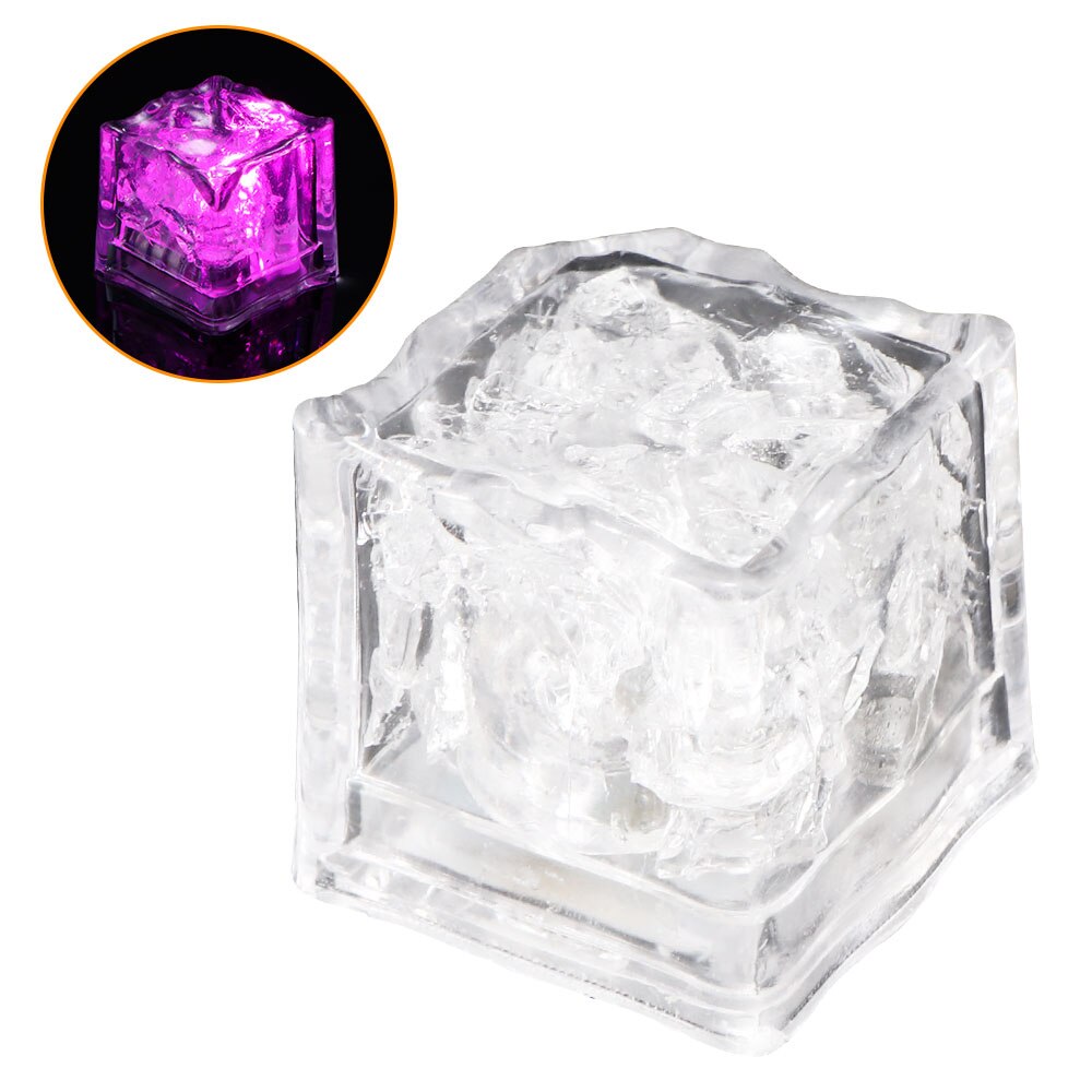 6 pièces lumière LED glaçons lumineux nuit lampe fête barre mariage tasse décoration brillant glaçons dans l'eau coloré clignotant glace: Pink