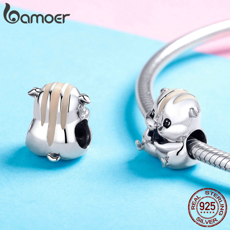 Bamoer Dier Collectie 925 Sterling Zilver Mooie Hamster Kralen Fit Bedels Armbanden & Bangles Diy Sieraden Maken SCC1133