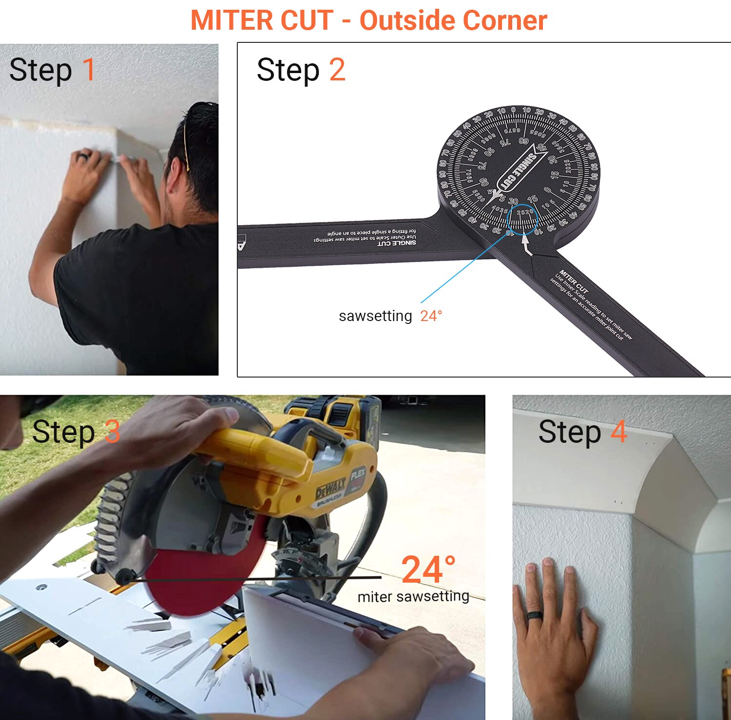 Miter Saw Protractor Angle Measuring Transfer Rule Angle Gauge for Carpenters ABS Metric Ruler on Renovation Work Home