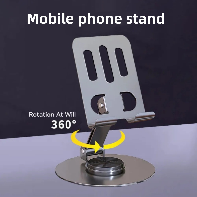 Hållare för surfplattor, stativ i kolstål med 360 ° rotation, justerbart stativ för ipad pro air mini, skrivbordsfäste för mobiltelefon, 4-15 tum: Grå