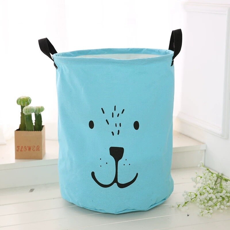 Waterproof Fabric Laundry Hamper Collapsible, Thickened Canvas Dirty Clothes Hampers for Bedroom, Kids Room Storage: J