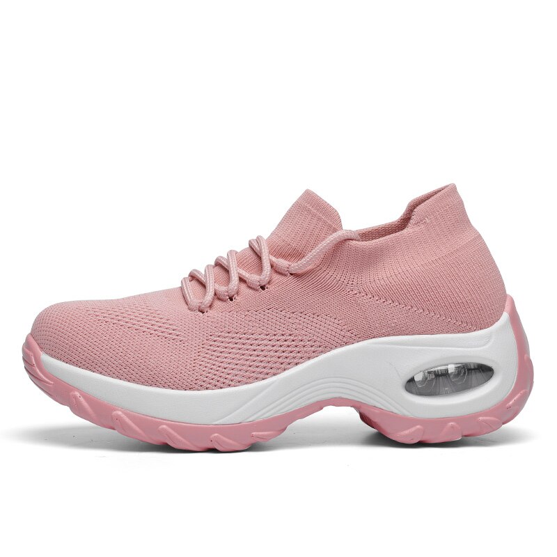 Women Running Sock Shoes Big Size 36-42 Height Increasing Swing Sneakers Soft Platform Jogging Sport Shoes Walking Flat Footwear: pink / 41