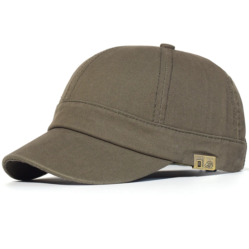 Vintage Short Brim Baseball Cap Cotton Men Women Soft Dad Hat Adjustable Trucker Style Low Profile Caps: army green