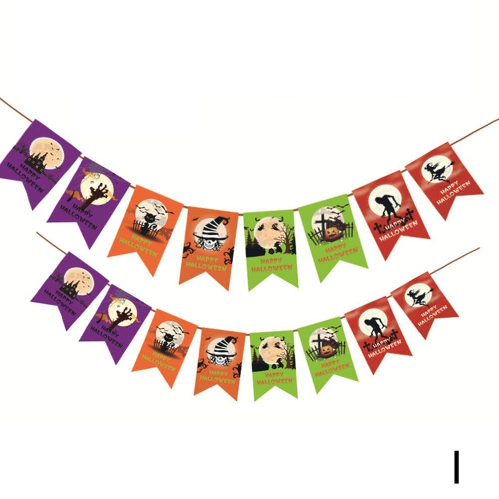 3m halloween trekant pull flag flagermus kranium græskar papir banner halloween fest dekorationer græskar bunting flag party levering: Jeg
