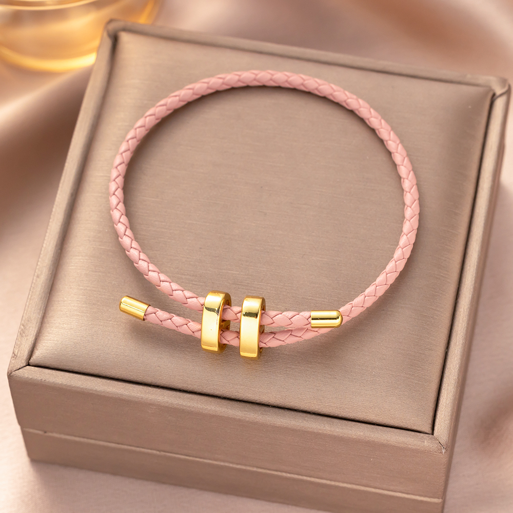 Pulsera de cuerda impermeable de alambre ajustable, hebilla dorada de acero inoxidable, pulseras trenzadas hechas a mano para mujeres y niñas, joyería de: VERMEIL