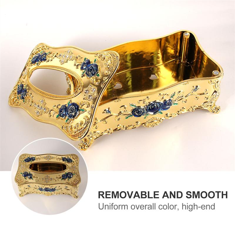 European Style Luxury Tissue Box Napkin Holder Napkin Case Rose Patterned Paper Rack Table Accessories Home Car Case Holder