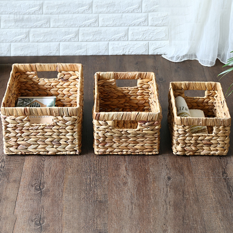 Woven Storage Baskets Laundry Basket Straw Rattan Closet Cabinet Storage Hamper Kitchen Sundries Organizer Clothes Toy Container