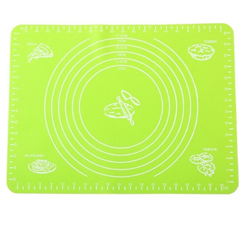 Tvålknådningsmatta skiva pizzaplåt kök bakformsdyna bakning silikonmaskin fondant linjal mjuk macaroo ugn kaka bakverk: Grön 40 x 30cm