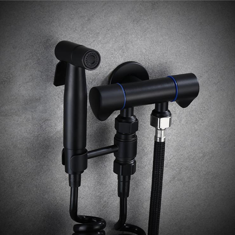 Lacquered Black Bathtub Faucets Wall Mounted with Handheld Shower Bathtub Faucet Bathroom Mixer Taps Bath: D