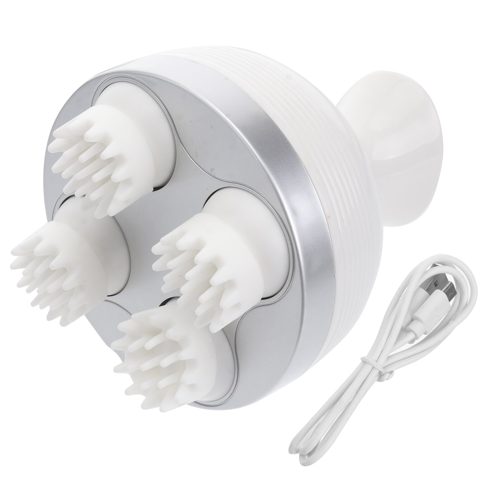 Masseur électrique pour animal de compagnie, appareil de massage à rotation automatique et omnidirectionnel, avec chargeur USB, amusant pour chien et chat (blanc)