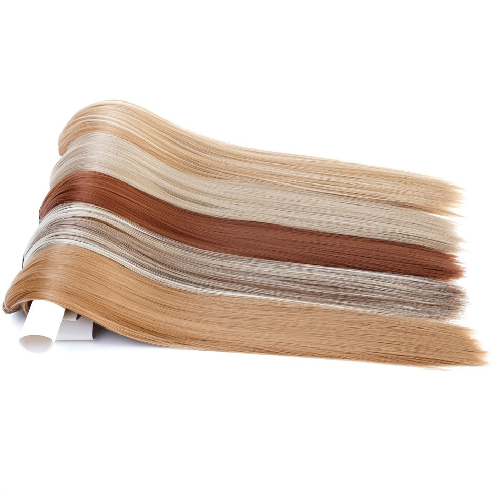 Houyan 6Pcs Pruik 16 Clips Hoge Temperatuur Vezel Lange Rechte Vrouwelijke Synthetisch Haar Uitbreiding Clip