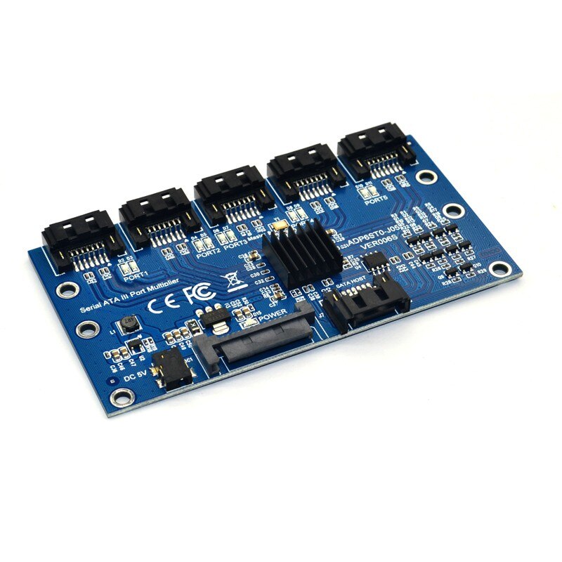 SATA 1 to 5 Ports Hub PM Router SATA Port Multiplier Riser Card Splitter Storage Hard Disk Adapter Converter