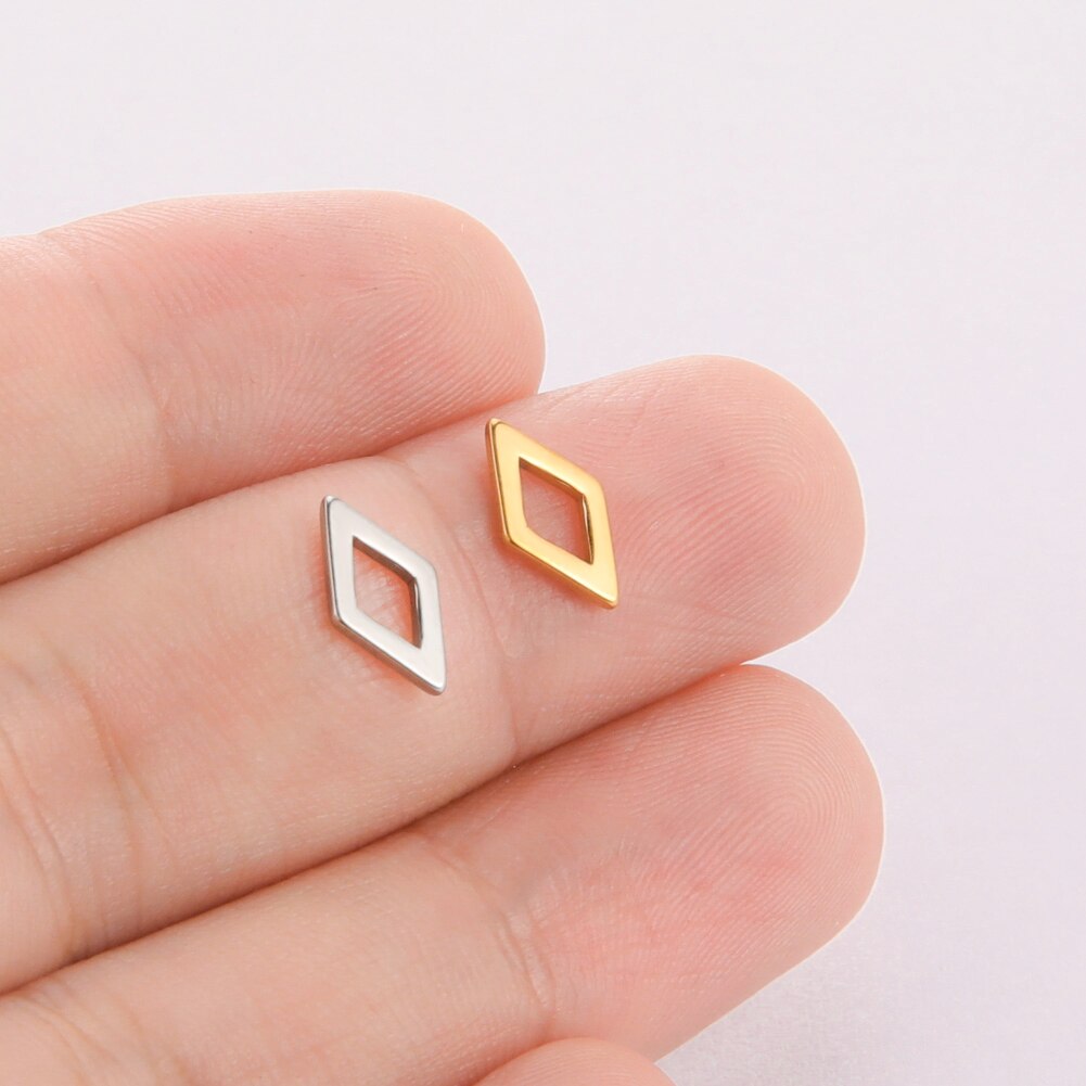 EUEAVAN-5 unids/lote de abalorios de acero inoxidable para la fabricación de joyas, colgante cuadrado triangular geométrico para pulseras, pendientes, accesorios: Plata / PLATEADO