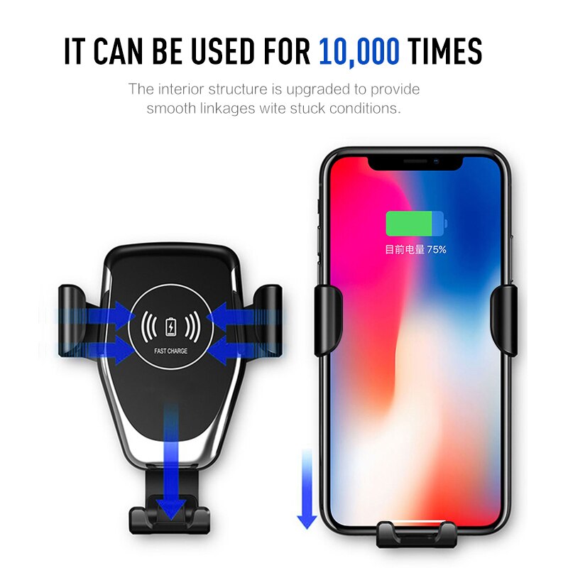 Qi Auto Snelle Draadloze Oplader Voor iPhone 6 7 8 Plus XS Max 10W Auto Draadloze Oplader Voor Samsung galaxy S8 S9 S10 Note 9 Charger: Default Title