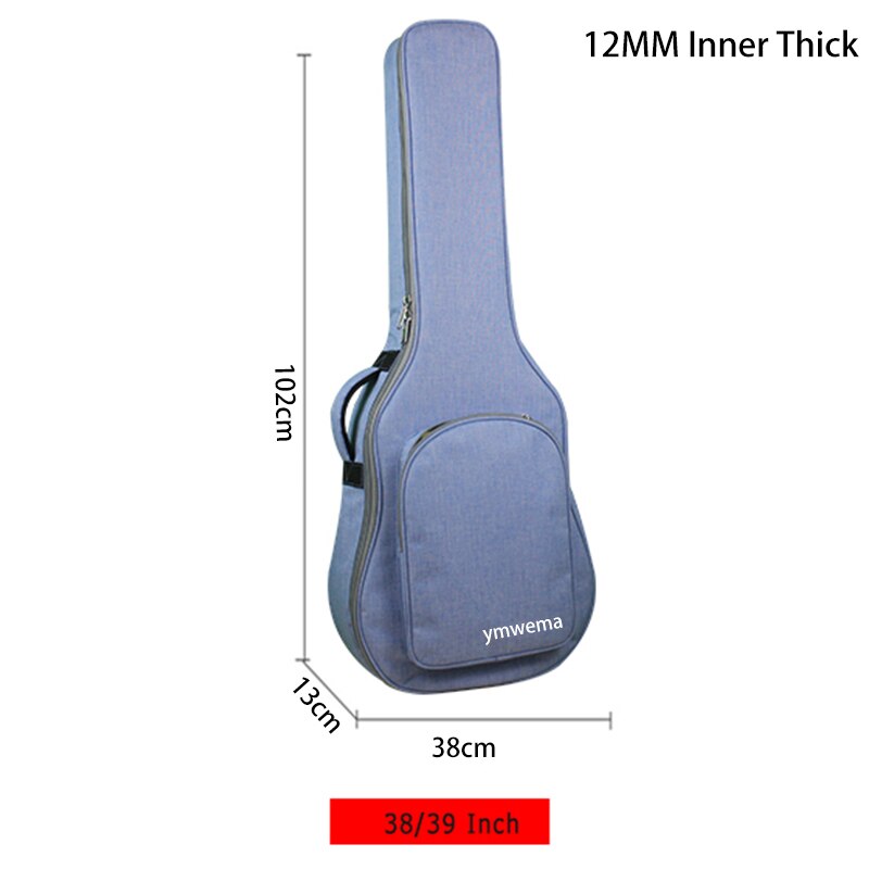 Custodia per chitarra 36/41 pollici 900D borsa per chitarra in tessuto Oxford impermeabile 6/12mm doppio spallacci in cotone zaino imbottito per chitarra morbida: 39 Inch 12mm Sponge