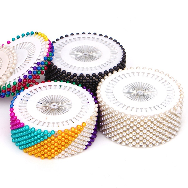 Alfileres de costura para manualidades, Pasadores rectos con cabeza de perla redonda y blanca de colores, 40/120/240/480 Uds.