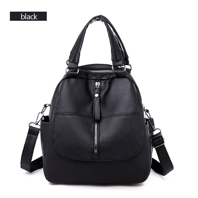 AIREEBAY Frauen Leder Rucksäcke Vintage Weibliche Schulter Tasche Reise Damen Bagpack Silber Schwarz Schule Taschen Für Teenager Mädchen: Default Title