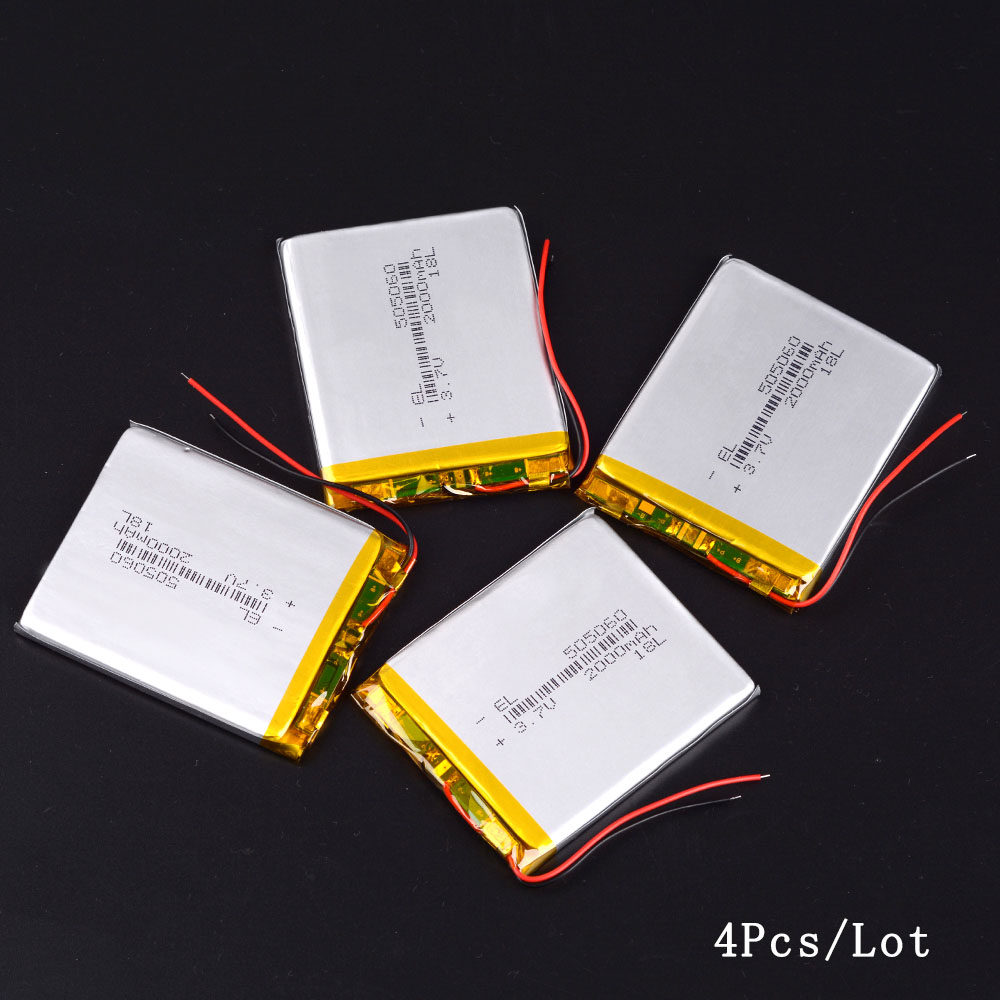 3.7V 2000mAh 505060 litowo-polimerowy akumulator litowo-jonowy do telefonu komórkowego głośnik Bluetooth PDA POS GPS Explay M43HD: 4PCS