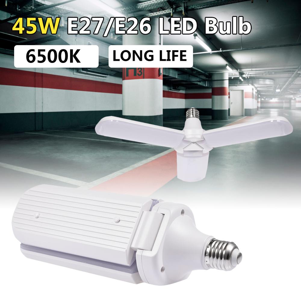 E27 LED Workshop Heldere Industriële Verlichting 60W 45W LED Fan Garage Lichten 6000LM AC 85-265V SMD2835 Hoge Bay Lamp