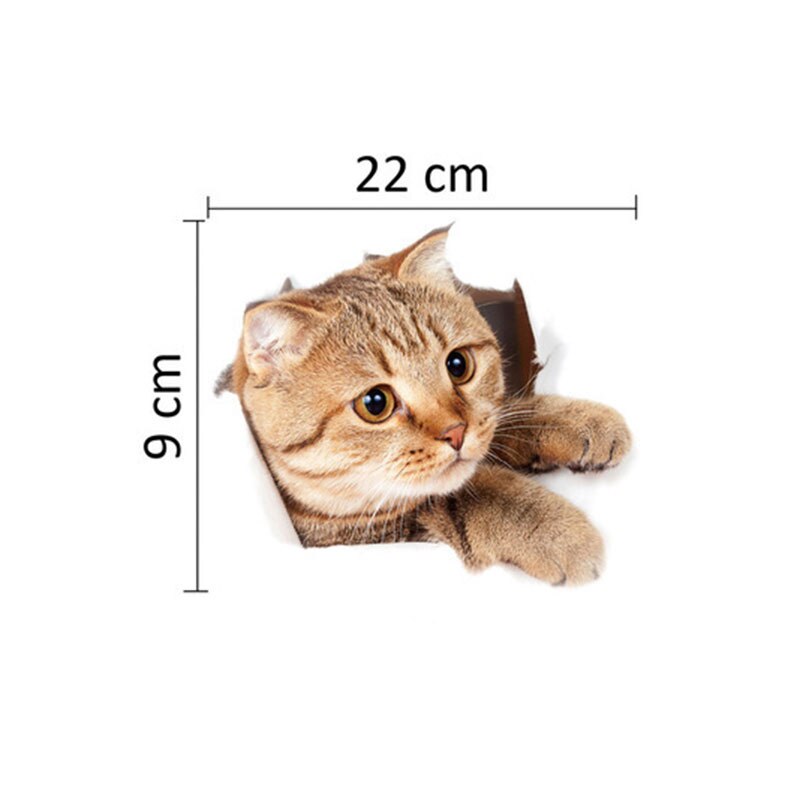 3D koci wzór naklejki naklejki ścienne z kotem naklejka na toaletę wodoodporna dekoracja do domu szklane okno Wall Art 25*18.5cm: 6