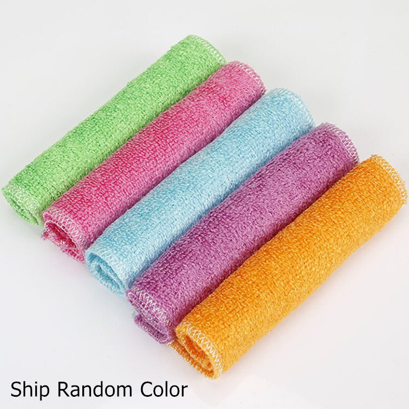 Kitchen Anti-grease Dishcloth Wiping Rag Bamboo Fiber Towel Cleaning Cloth Household Washing Disrag Kitchen Cleaning Towel Wiper: SKY BLUE