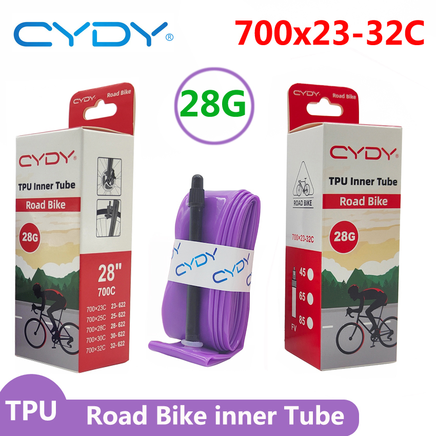 28g cydy bicicleta de estrada tpu tubo interno 700x23c 25c 26c 27c 28c 30c 32c pneus da bicicleta câmera pneu 700c pneu aro válvula francesa
