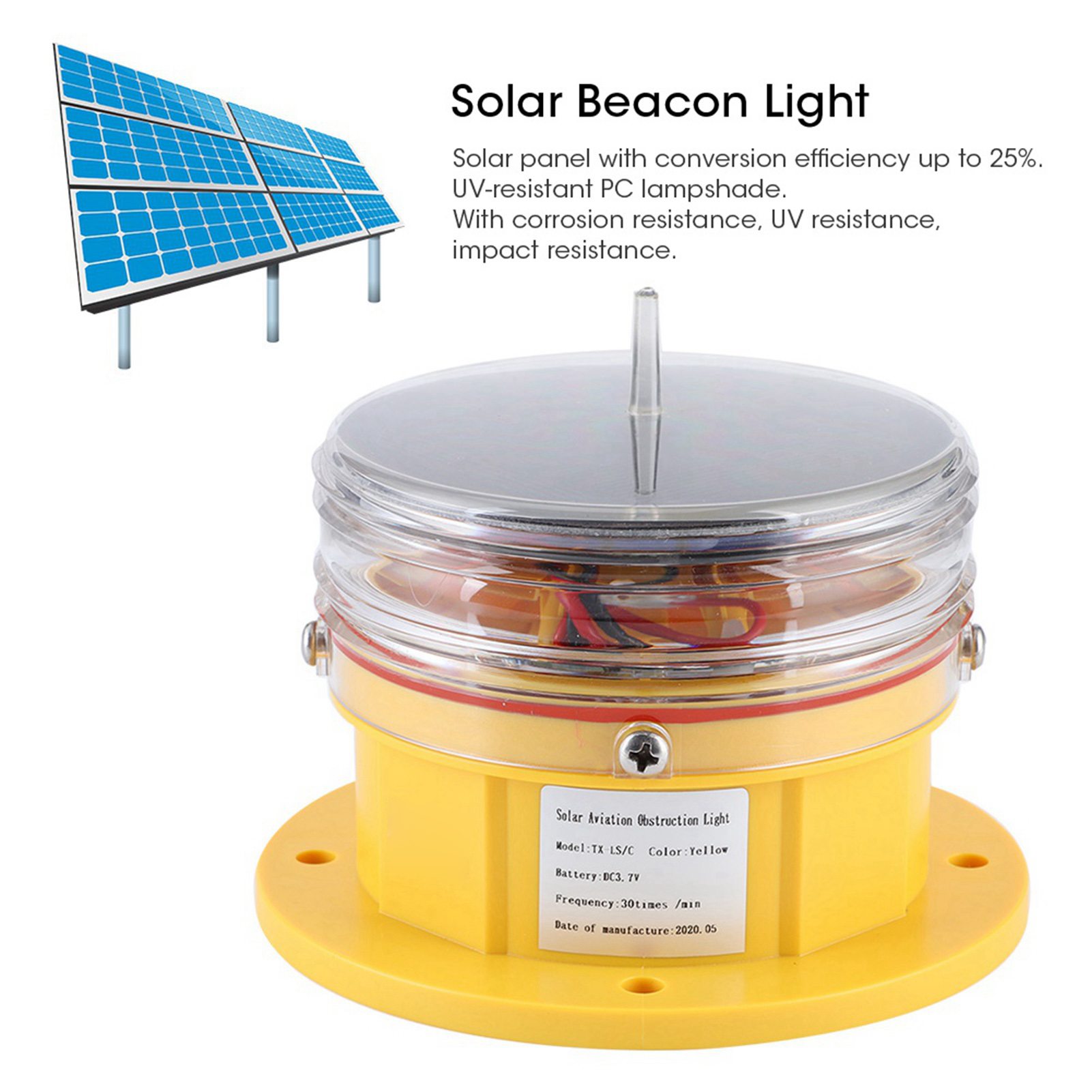 Boat Solar Sidelight IP68 Waterproof Warning Light 360° Lighting LED Flashing Beacon Light