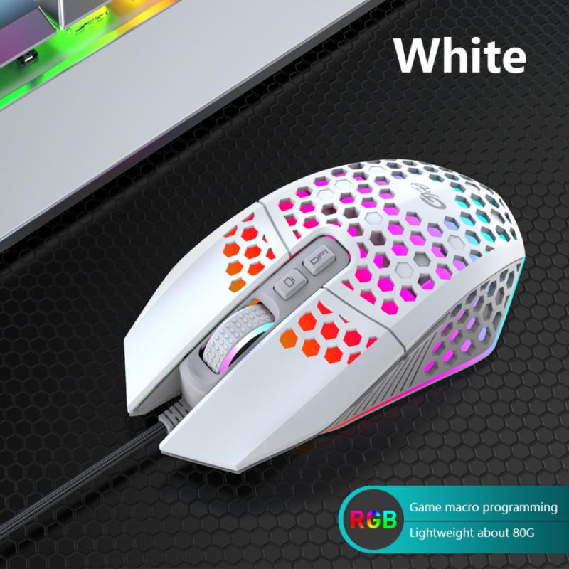 Mouse da gioco cablato professionale 6 pulsanti 3200DPI LED ottico USB Mouse per Computer Mouse da gioco Mouse silenzioso Mause per PC laptop Gamer: white