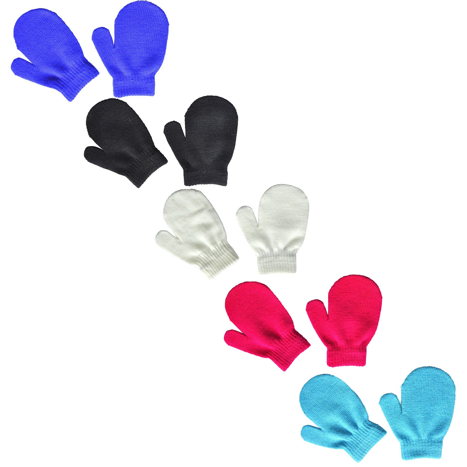 5Paare Winter Baby freundlicher Warme Gestrickte Handschuhe Dicke Feste Farbe Nicht-Unterhose Touchscreen Volle Finger Handschuhe Für kleinkind freundlicher Jungen Mädchen: I