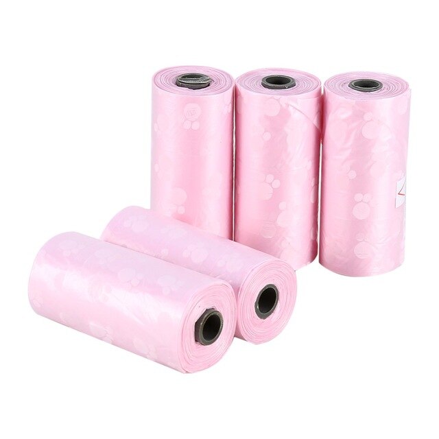 50Rolls Dog Poop Bags Pet Waste Garbage Bags Biodegradable Outdoor Carrier Holder Dispenser Clean Pick up Tools Pet Accessories: pink 50rolls