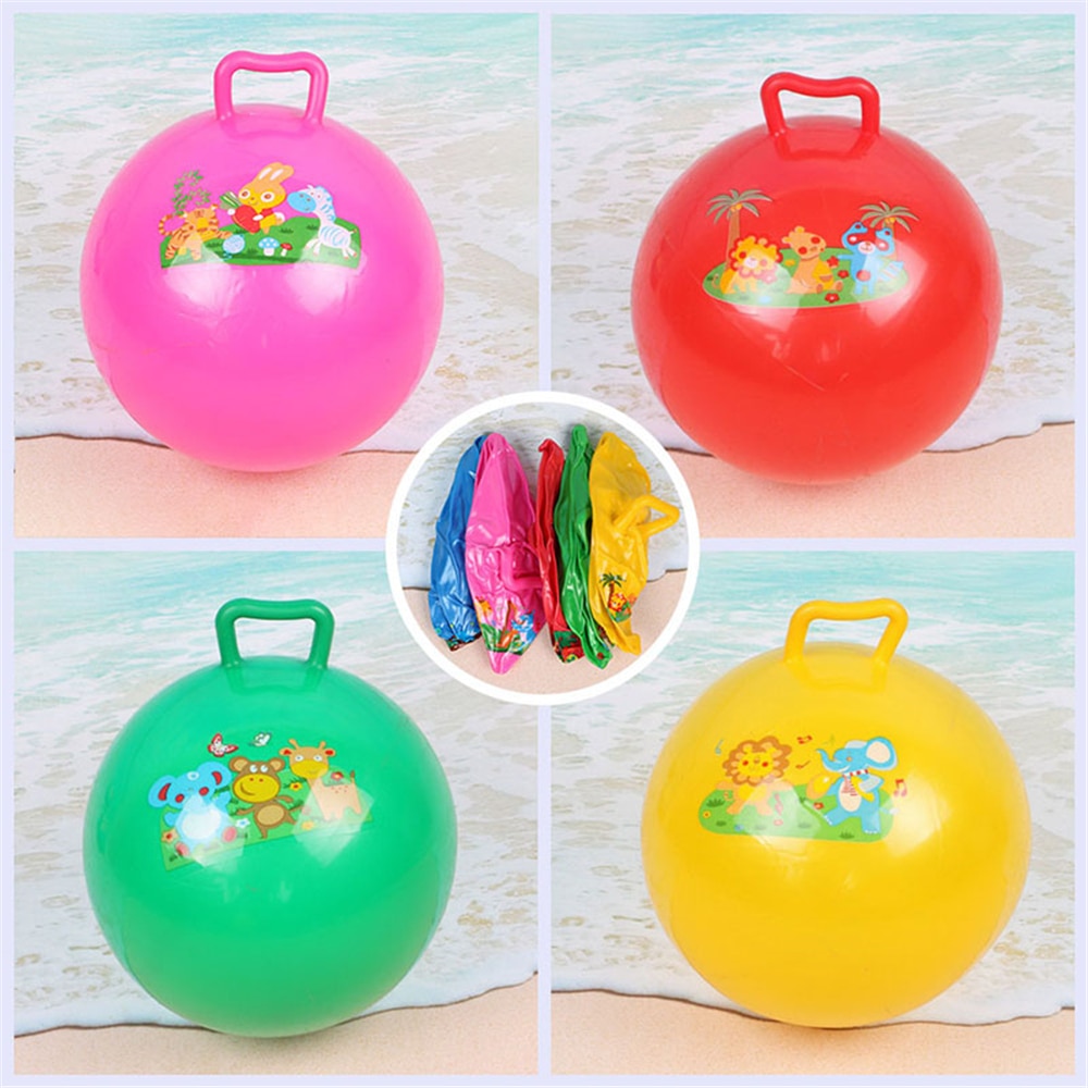 25cm Space Hopper Ball Inflatable Bounce Balls With Handle For Kids PVC Durable Great For Indoors Randomly 1 Pcs