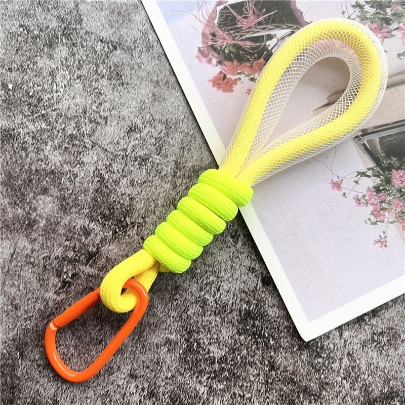Lanyard Leuchtstoff Farbe Phone Strap Mesh Landyard für Taschen Geflochtene Streifen Keycord Hängen Hosen Zubehör Keychain: yellow white