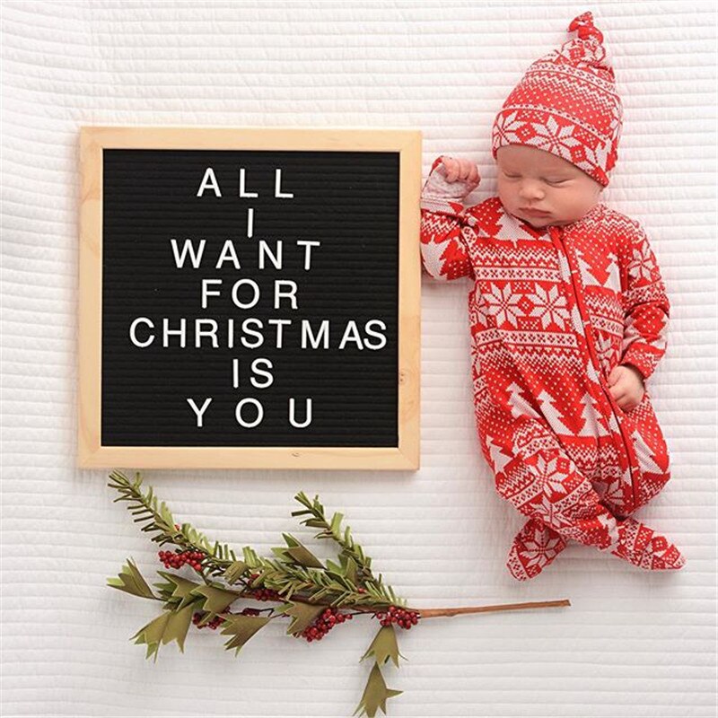 Baby jul pyjamas sæt til børn efterår vinter baby drenge romper hatte sæt toddler xmas hjemmetøj baby nattøj dragt