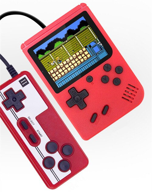 Retro Portable Mini Game players 3.0 Inch Handheld Video Game Consoles AV Out Connect TV HD Screen Two Players For Childhood: Red with Gamepad