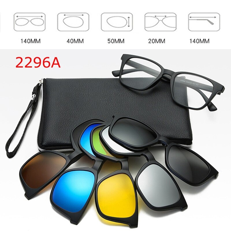 Moda optyczna ramka do okularów mężczyźni kobiety krótkowzroczność z 5 okulary przeciwsłoneczne w formie nakładki spolaryzowane okulary magnetyczne dla mężczyzn okulary RS1019: RS1019 2296A