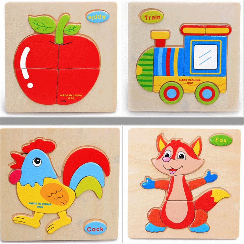 holz 3D Puzzle Puzzle Holz Spielzeug Für Kinder Cartoon Tier Puzzles Intelligenz Kinder Kinder Pädagogisches Spielzeug