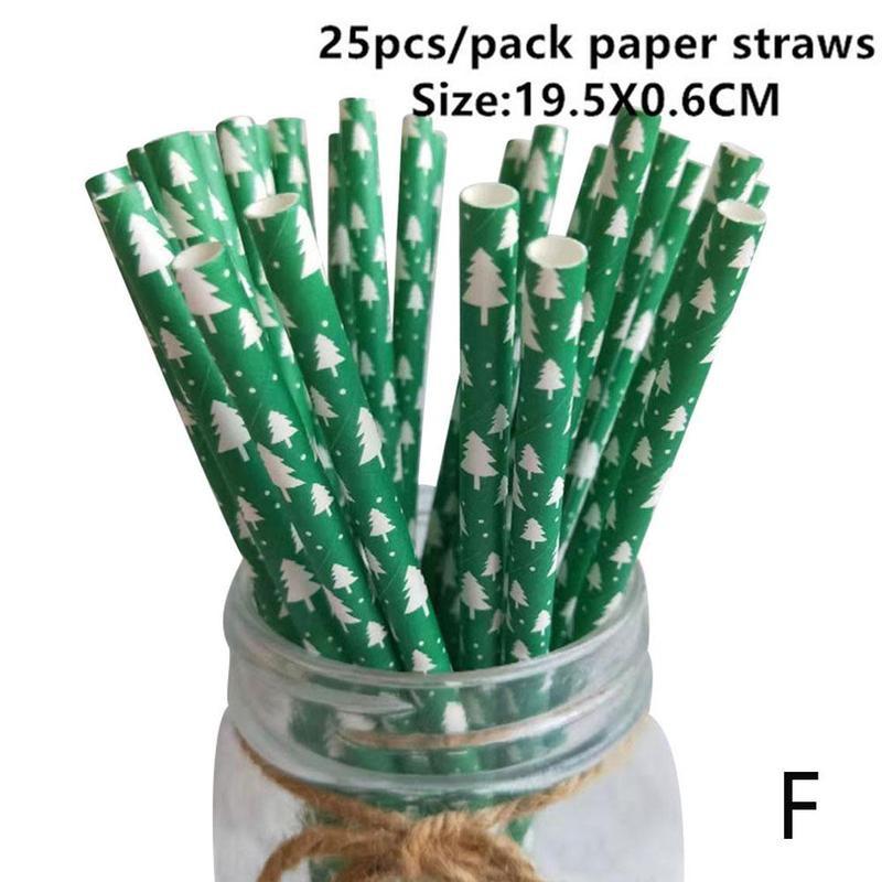 25 stücke Weihnachten Papier Strohhalme Weihnachten Baum Frohe Weihnachten Für Heimat Party Papier Neue Strohhalme Liefert Dekorationen Weihnachten Jahr I3Q1: F